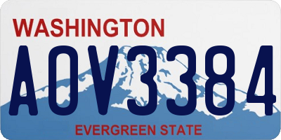 WA license plate AOV3384