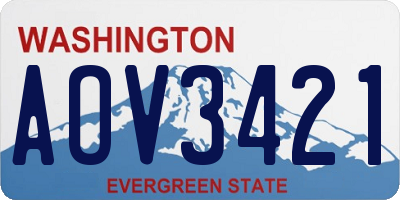 WA license plate AOV3421