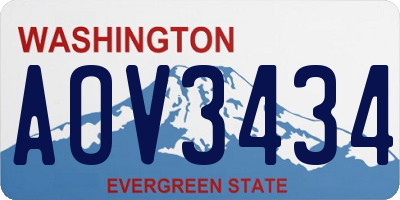 WA license plate AOV3434