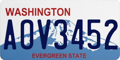 WA license plate AOV3452