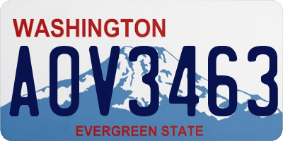 WA license plate AOV3463