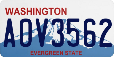WA license plate AOV3562