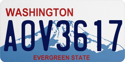 WA license plate AOV3617