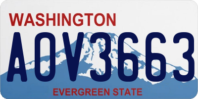 WA license plate AOV3663