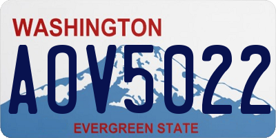 WA license plate AOV5022