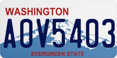 WA license plate AOV5403