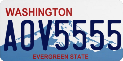 WA license plate AOV5555