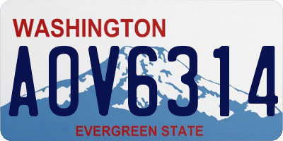 WA license plate AOV6314