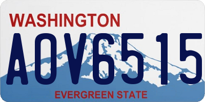 WA license plate AOV6515
