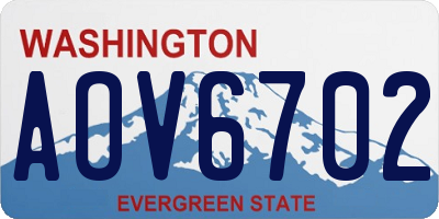 WA license plate AOV6702