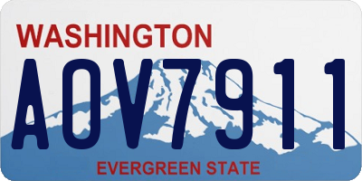 WA license plate AOV7911