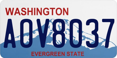 WA license plate AOV8037