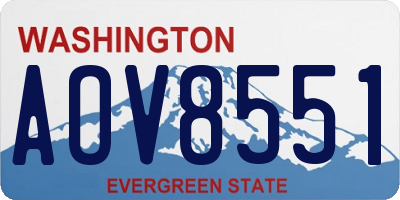 WA license plate AOV8551