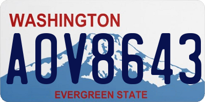 WA license plate AOV8643