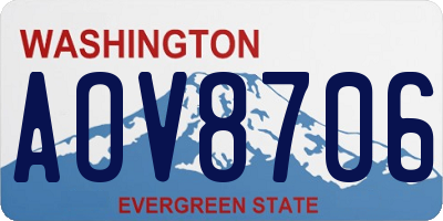 WA license plate AOV8706