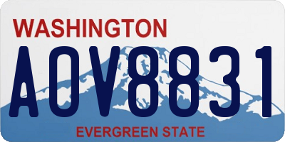 WA license plate AOV8831