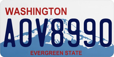 WA license plate AOV8990