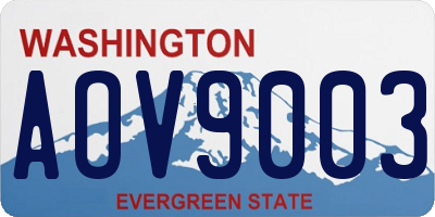 WA license plate AOV9003