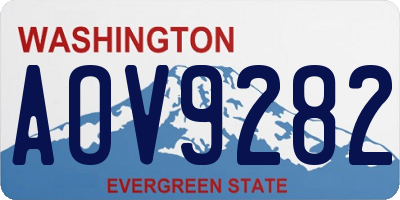 WA license plate AOV9282