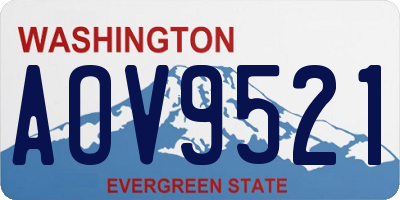 WA license plate AOV9521