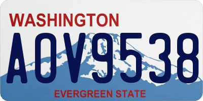 WA license plate AOV9538