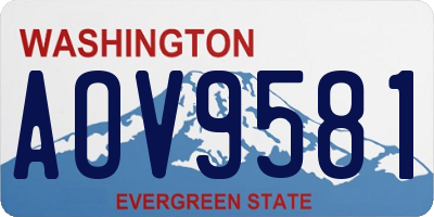 WA license plate AOV9581