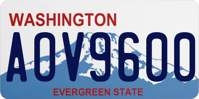 WA license plate AOV9600
