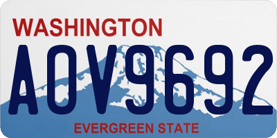 WA license plate AOV9692