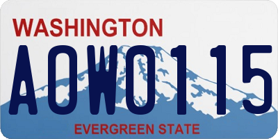 WA license plate AOW0115