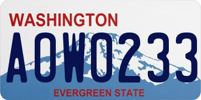 WA license plate AOW0233
