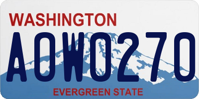 WA license plate AOW0270