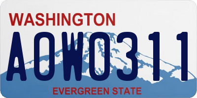 WA license plate AOW0311
