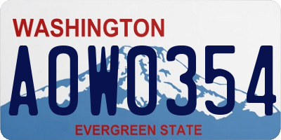 WA license plate AOW0354
