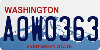 WA license plate AOW0363