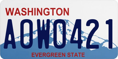 WA license plate AOW0421