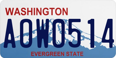 WA license plate AOW0514