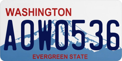WA license plate AOW0536