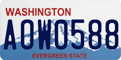 WA license plate AOW0588
