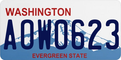 WA license plate AOW0623
