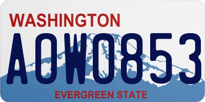 WA license plate AOW0853