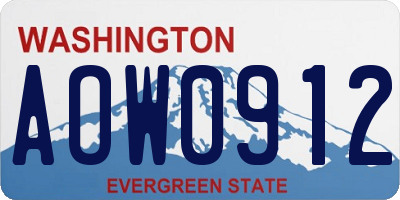 WA license plate AOW0912