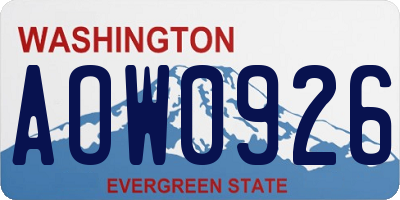 WA license plate AOW0926