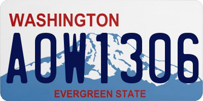 WA license plate AOW1306
