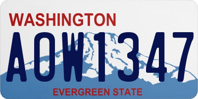 WA license plate AOW1347