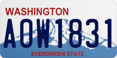 WA license plate AOW1831