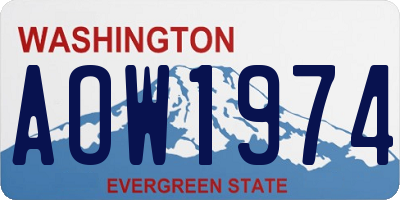 WA license plate AOW1974