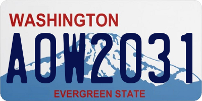 WA license plate AOW2031