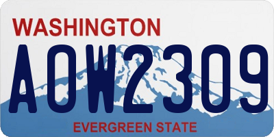 WA license plate AOW2309