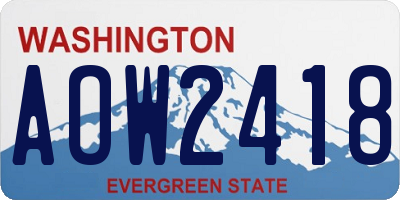 WA license plate AOW2418