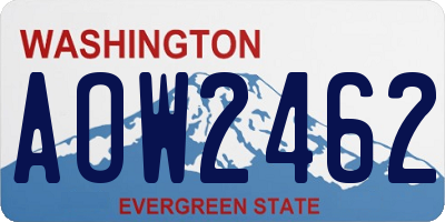 WA license plate AOW2462